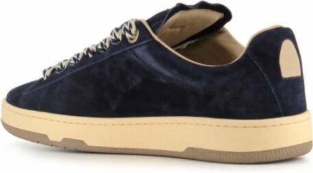 Lanvin Blauwe Suède Ronde Neus Sneakers Blue Heren