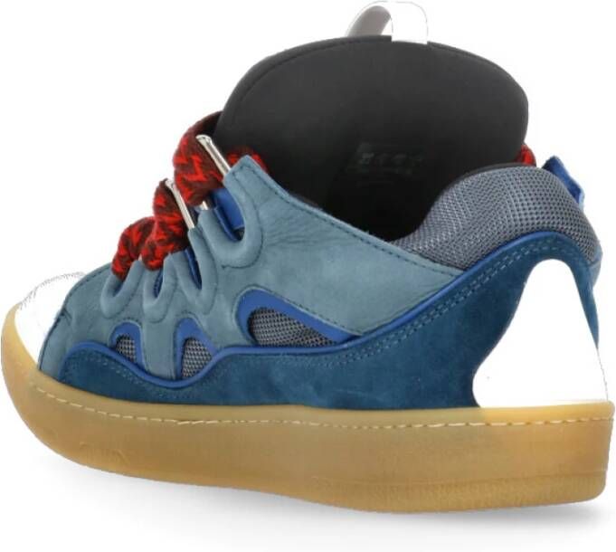 Lanvin Blauwe Suède Sneakers met Technische Inzetstukken Blue Heren