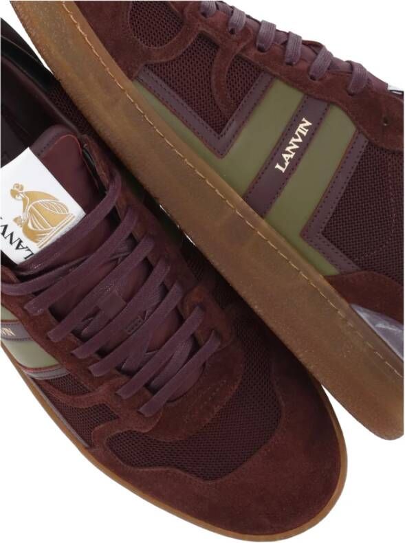 Lanvin Bordeaux Leren Sneakers met Suède Inzetstukken Red Heren