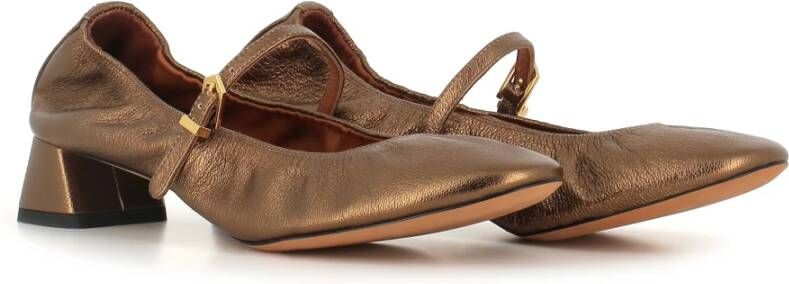 Lanvin Bronzen Leren Ballerina Flats Brown Dames