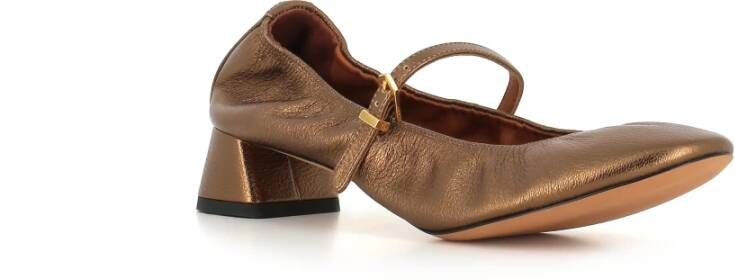 Lanvin Bronzen Leren Ballerina Flats Brown Dames