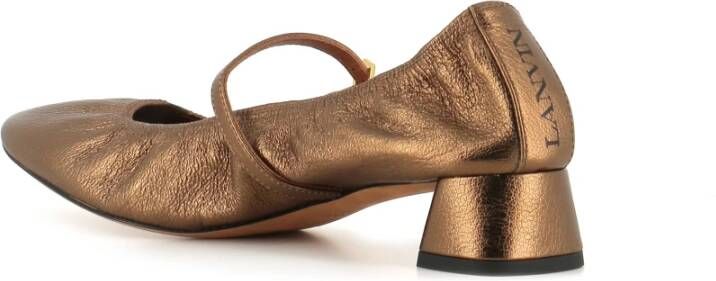 Lanvin Bronzen Leren Ballerina Flats Brown Dames