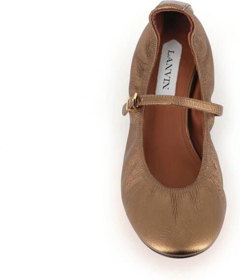 Lanvin Bronzen Leren Ballerina Flats Brown Dames