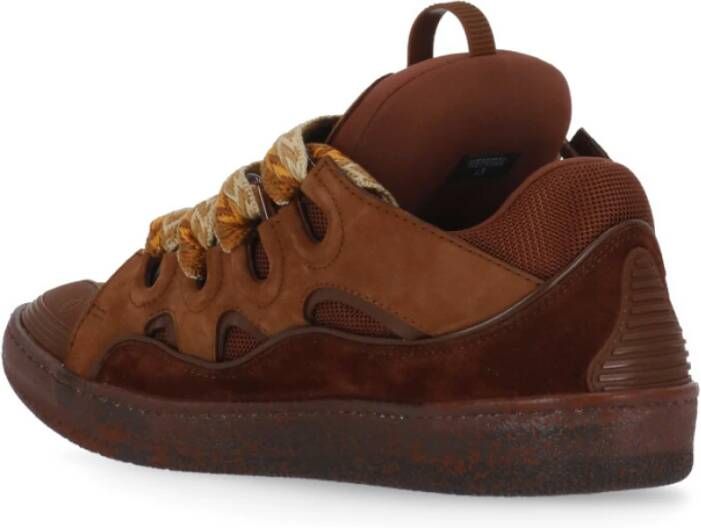 Lanvin Bruine Leren Sneakers met Logo Detail Brown Dames