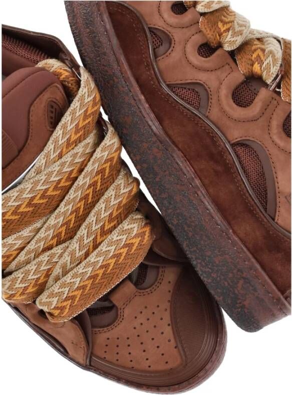 Lanvin Bruine Leren Sneakers met Logo Detail Brown Dames