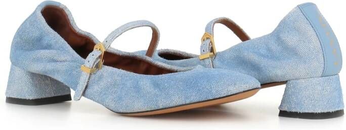 Lanvin Denim Ballerina Schoenen met Vierkante Hak Blue Dames