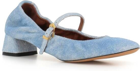 Lanvin Denim Ballerina Schoenen met Vierkante Hak Blue Dames