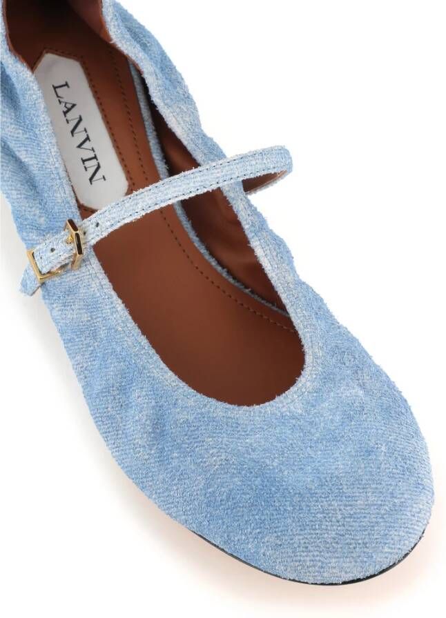 Lanvin Denim Ballerina Schoenen met Vierkante Hak Blue Dames