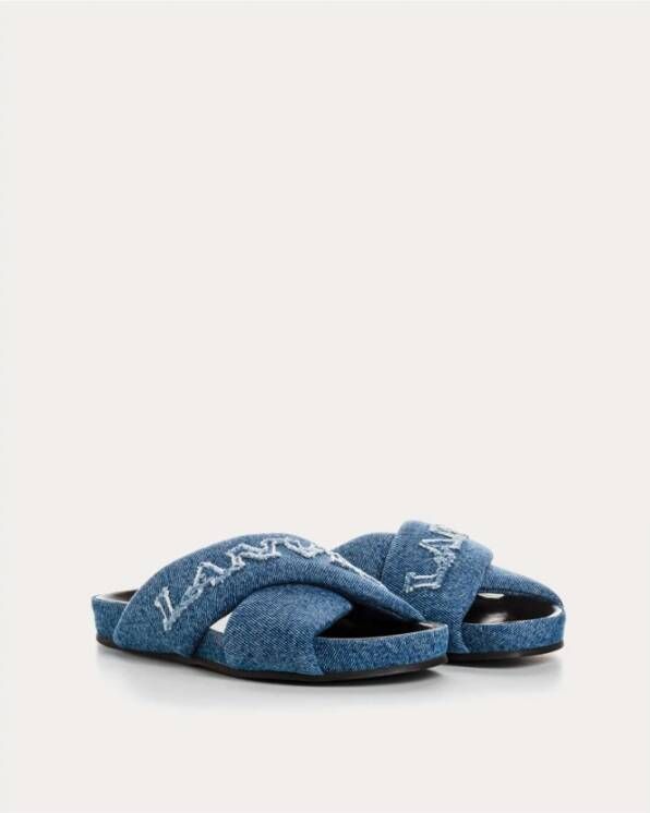 Lanvin Denim Sliders Blue Dames