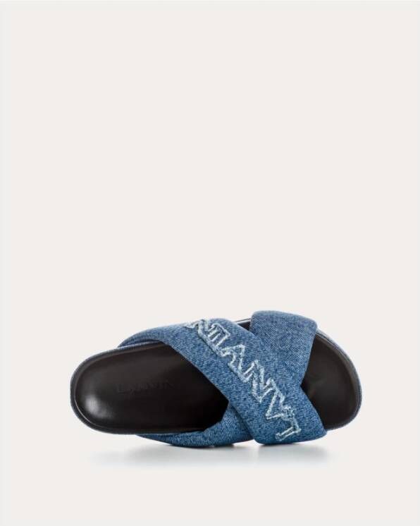 Lanvin Denim Sliders Blue Dames