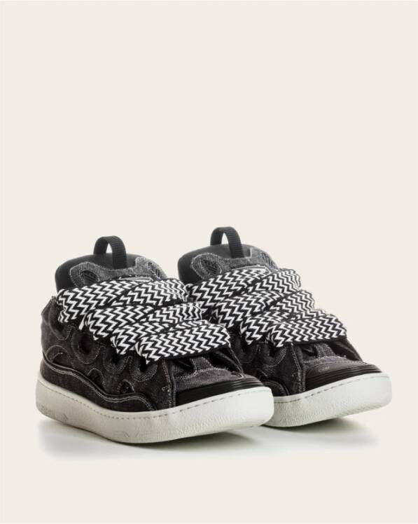 Lanvin Geweven Denim Sneakers met Rubberen Zool Black Heren