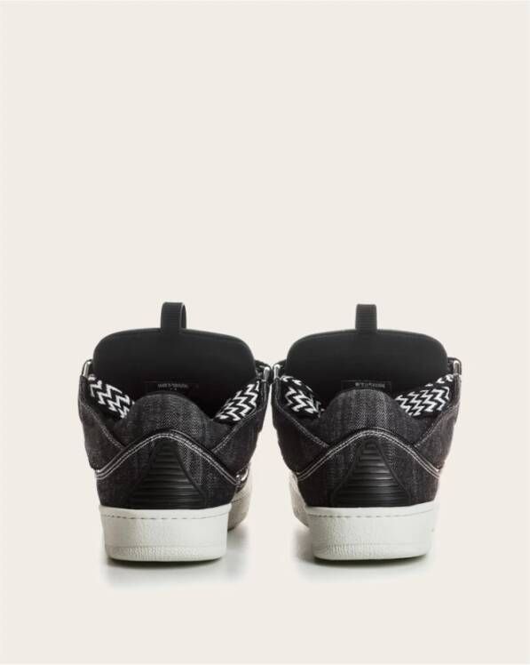 Lanvin Geweven Denim Sneakers met Rubberen Zool Black Heren