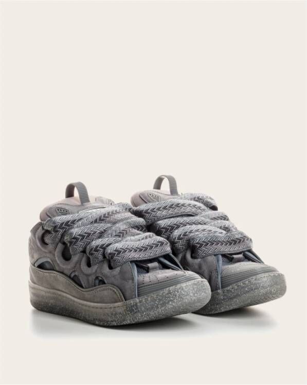 Lanvin Geweven Rubberen Zool Sneakers Gray Heren