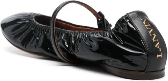 Lanvin Glanzend Zwart Leren Gesp-Schoenen Black Dames