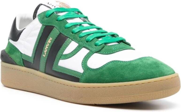 Lanvin Groene Sneakers met Leren Details Green Heren