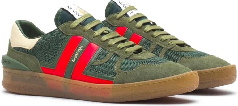 Lanvin Groene Suède Leren Sneakers Strepen Logo Green Heren