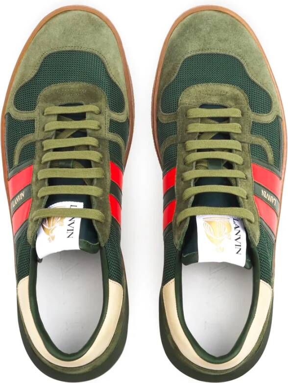 Lanvin Groene Suède Leren Sneakers Strepen Logo Green Heren