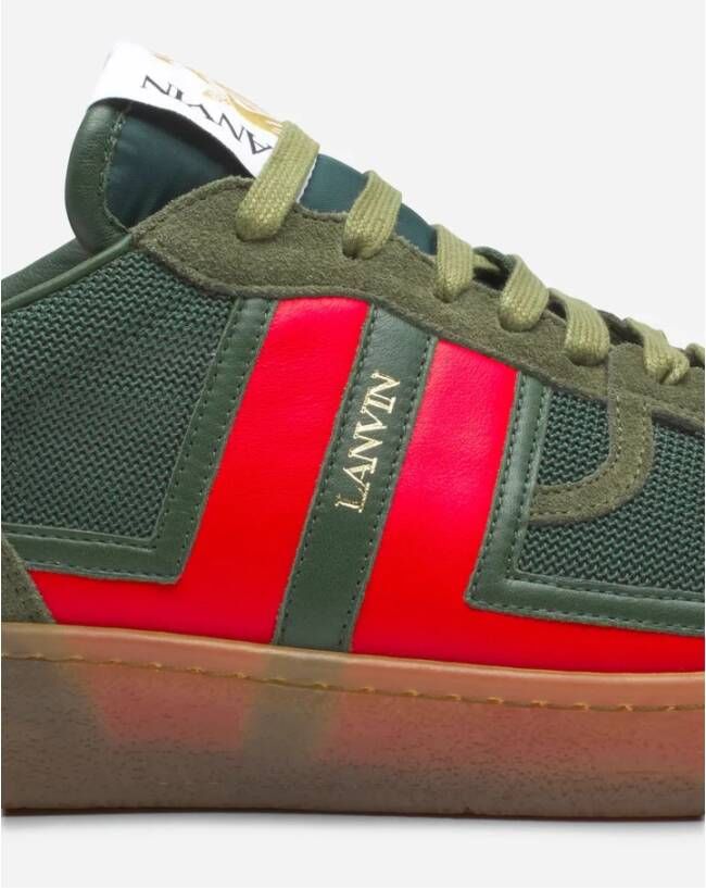 Lanvin Groene Suède Leren Sneakers Strepen Logo Green Heren