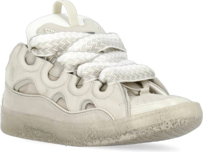 Lanvin Ivoor Leren Sneakers met Tech Inzetstukken Beige Heren