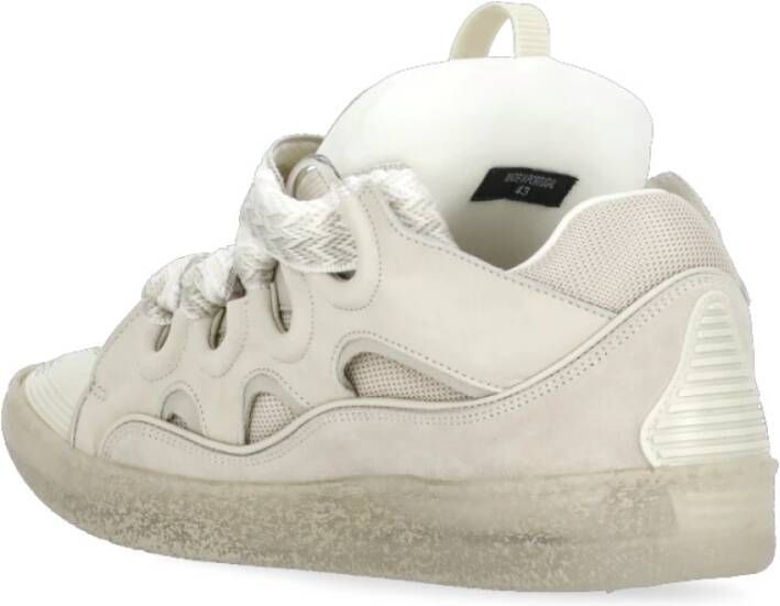 Lanvin Ivoor Leren Sneakers met Tech Inzetstukken Beige Heren