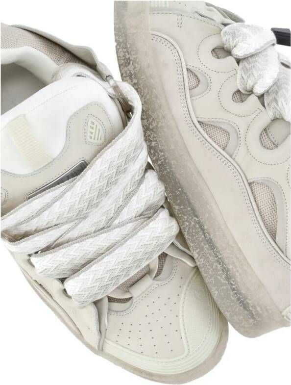 Lanvin Ivoor Leren Sneakers met Tech Inzetstukken Beige Heren