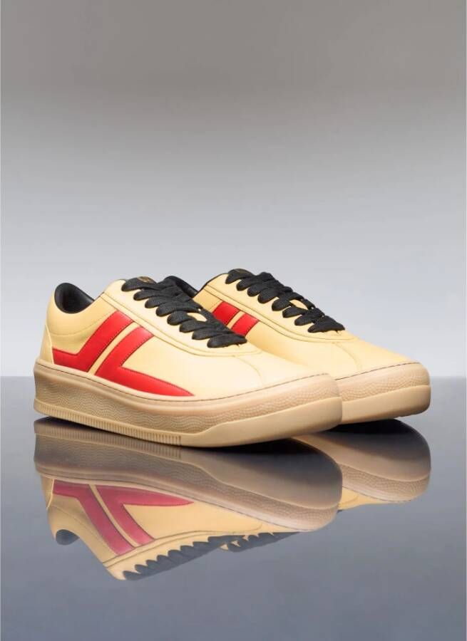 Lanvin Leren Sneakers met Contrastpanelen Yellow Heren