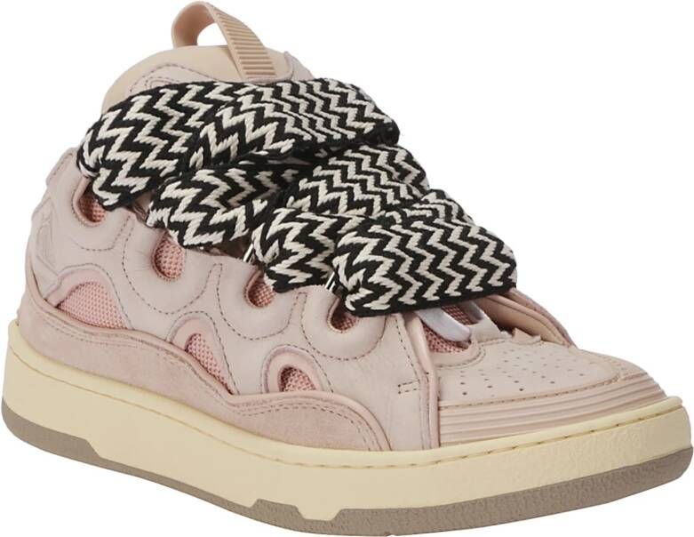 Lanvin Leren Sneakers met Maxi Tong Sluiting Pink Dames