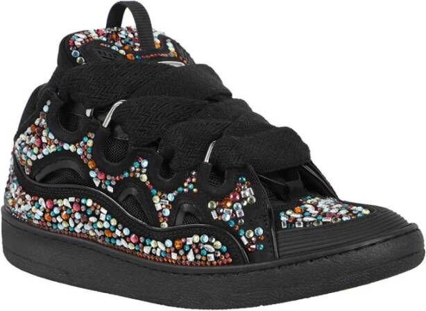 Lanvin Leren sneakers met steenversiering Black Heren