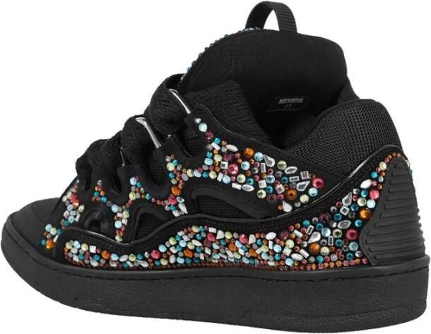 Lanvin Leren sneakers met steenversiering Black Heren