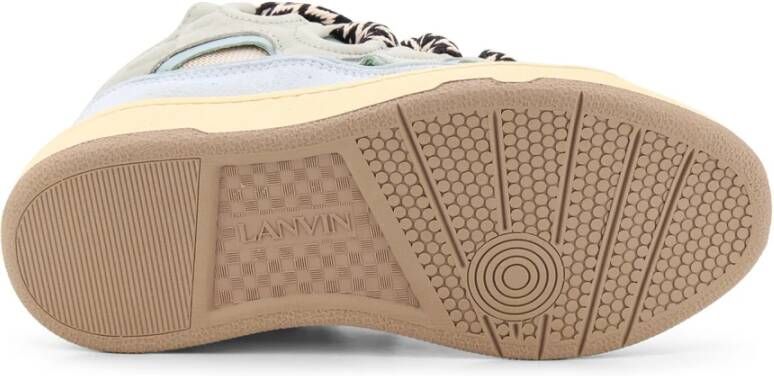 Lanvin Mesh Inzet Leren Sneakers Blue Dames