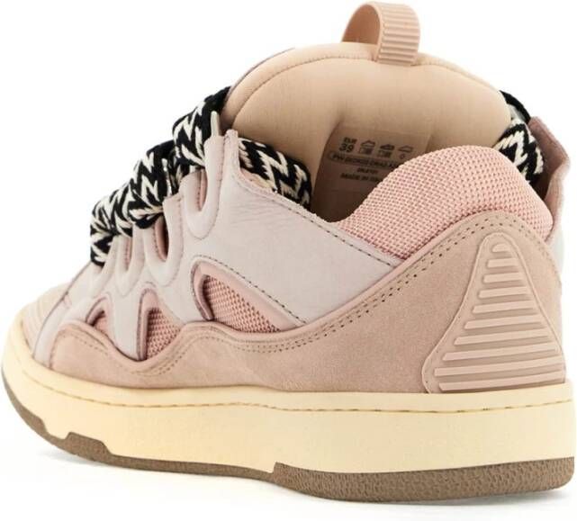 Lanvin Mesh Leren Sneakers met Rubber Inzetstukken Pink Dames