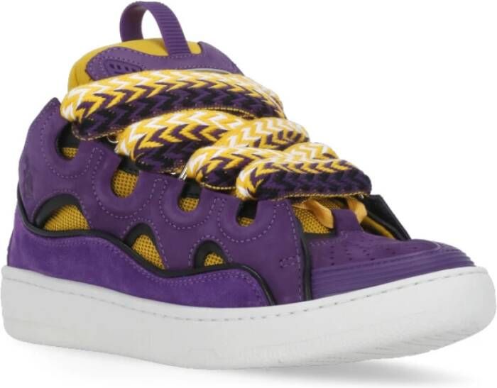 Lanvin Paarse Leren Sneakers met Logo Detail Purple Dames