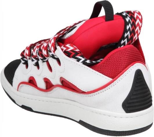 Lanvin Rood Wit Leren Sneakers Vetersluiting Multicolor Dames