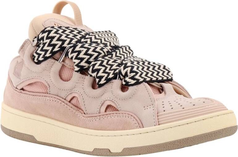 Lanvin Roze Sneakers Veters Rubberen Zool Pink Heren