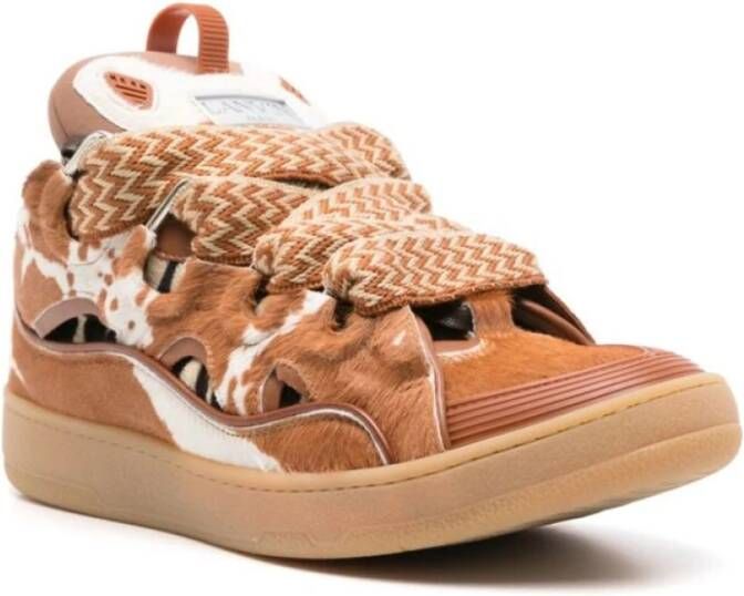 Lanvin Sneaker met geborsteld effect en dierenprint Brown Heren