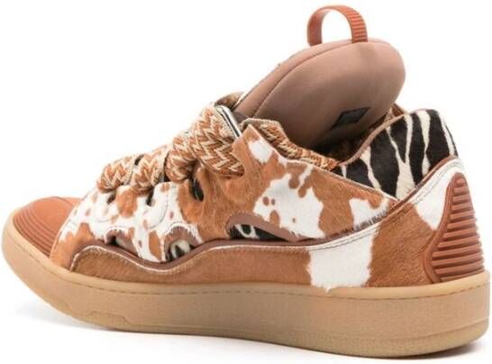 Lanvin Sneaker met geborsteld effect en dierenprint Brown Heren