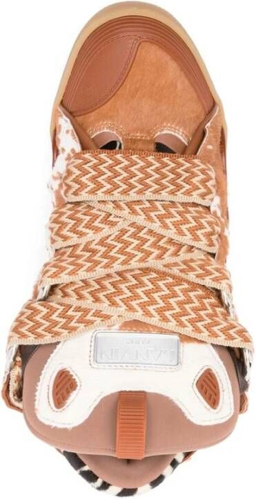 Lanvin Sneaker met geborsteld effect en dierenprint Brown Heren