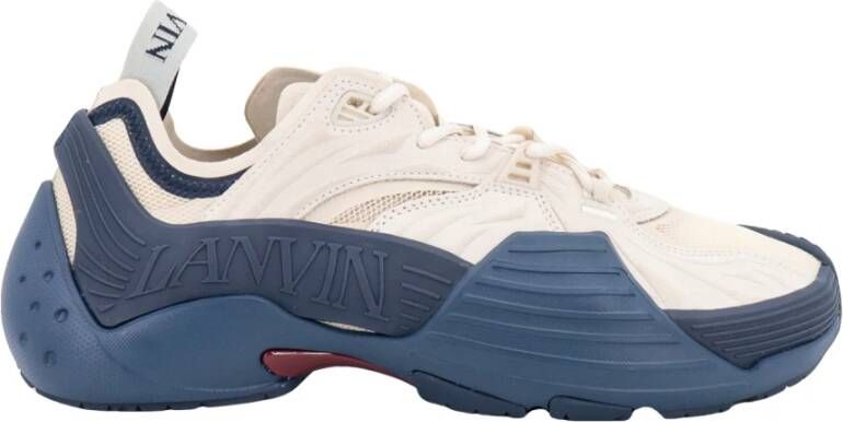 Lanvin Stijlvolle Mesh- en Leren Sneakers voor Heren Beige Heren