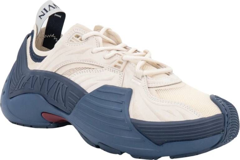 Lanvin Stijlvolle Mesh- en Leren Sneakers voor Heren Beige Heren