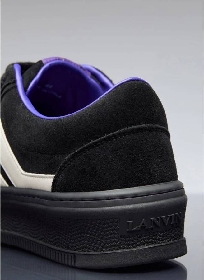 Lanvin Suède Cash Sneakers met Contrastpanelen Black Heren