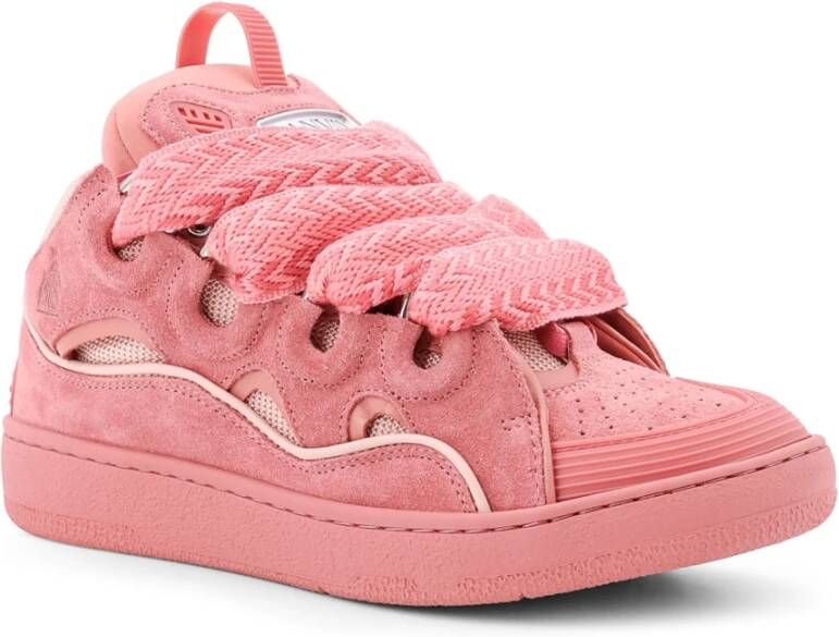 Lanvin Suède en Mesh Lage Sneakers Pink Dames