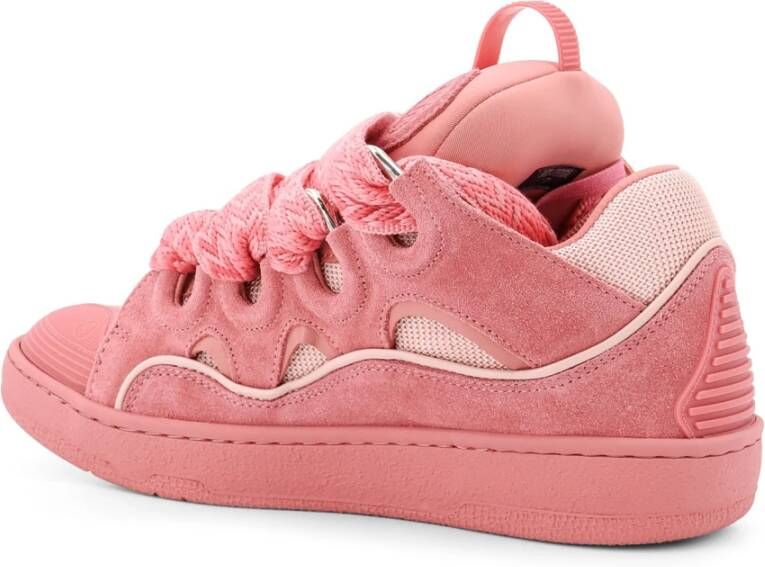 Lanvin Suède en Mesh Lage Sneakers Pink Dames