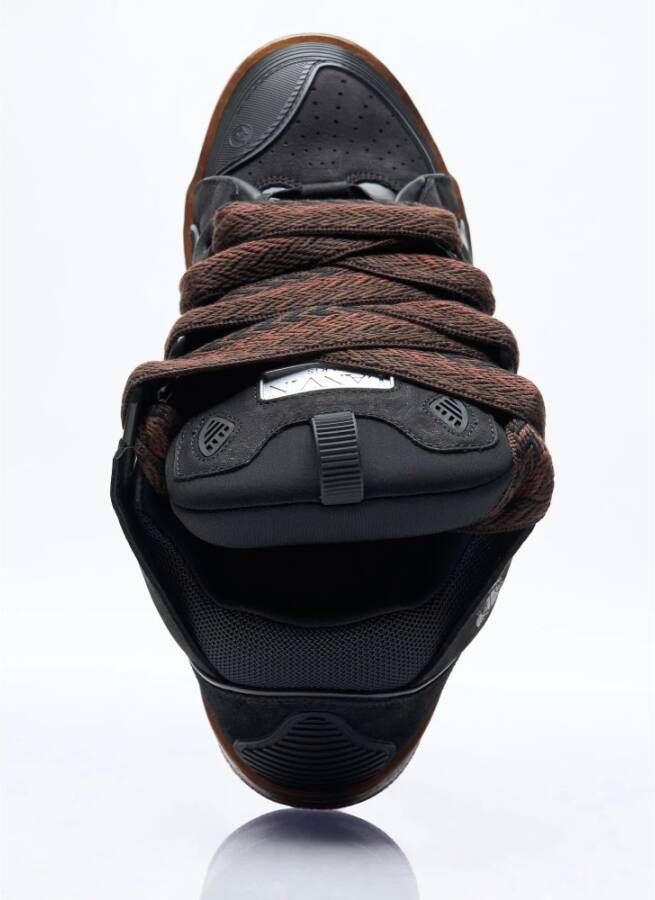 Lanvin Suede Low-Top Sneakers met Azteekse Weefsel Brown Heren