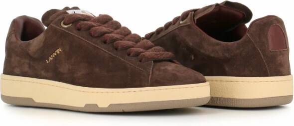 Lanvin Suède Ronde Neus Sneakers Bruin Bordeaux Brown Heren