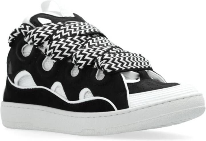 Lanvin Wit Zwart Rand Leren Sneakers Black Heren