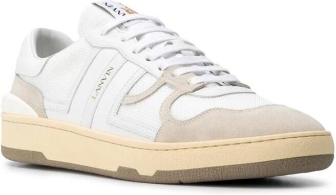 Lanvin Witte Leren en Mesh Sneakers White Heren