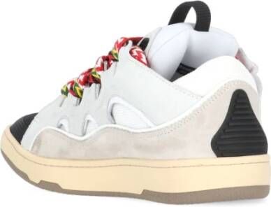 Lanvin Witte Leren Sneakers met Herringbone Patroon White Heren