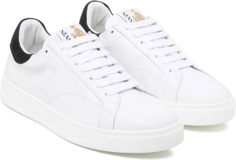 Lanvin Witte Leren Sneakers Ronde Neus White Heren