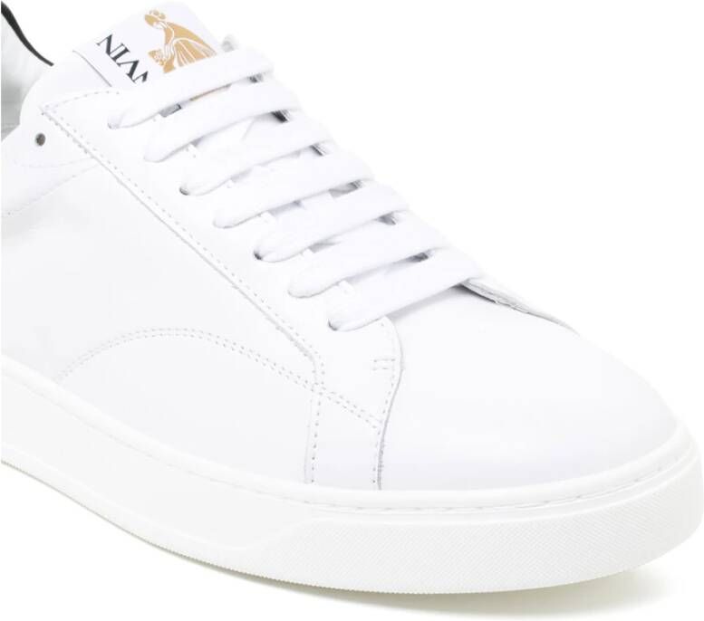 Lanvin Witte Leren Sneakers Ronde Neus White Heren