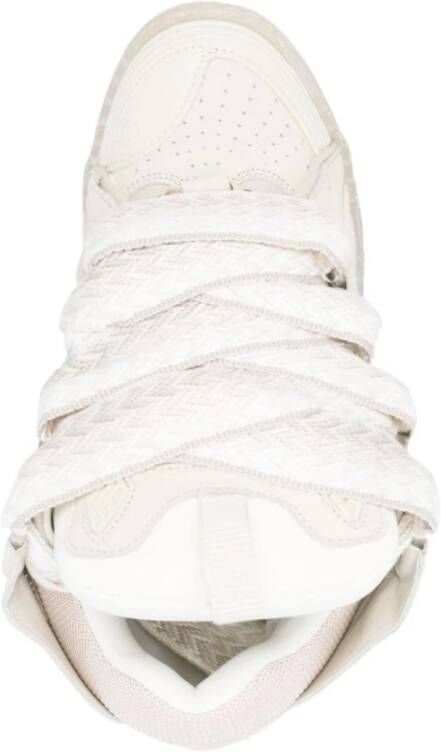 Lanvin Witte Mesh Sneakers met Suède Panelen White Dames